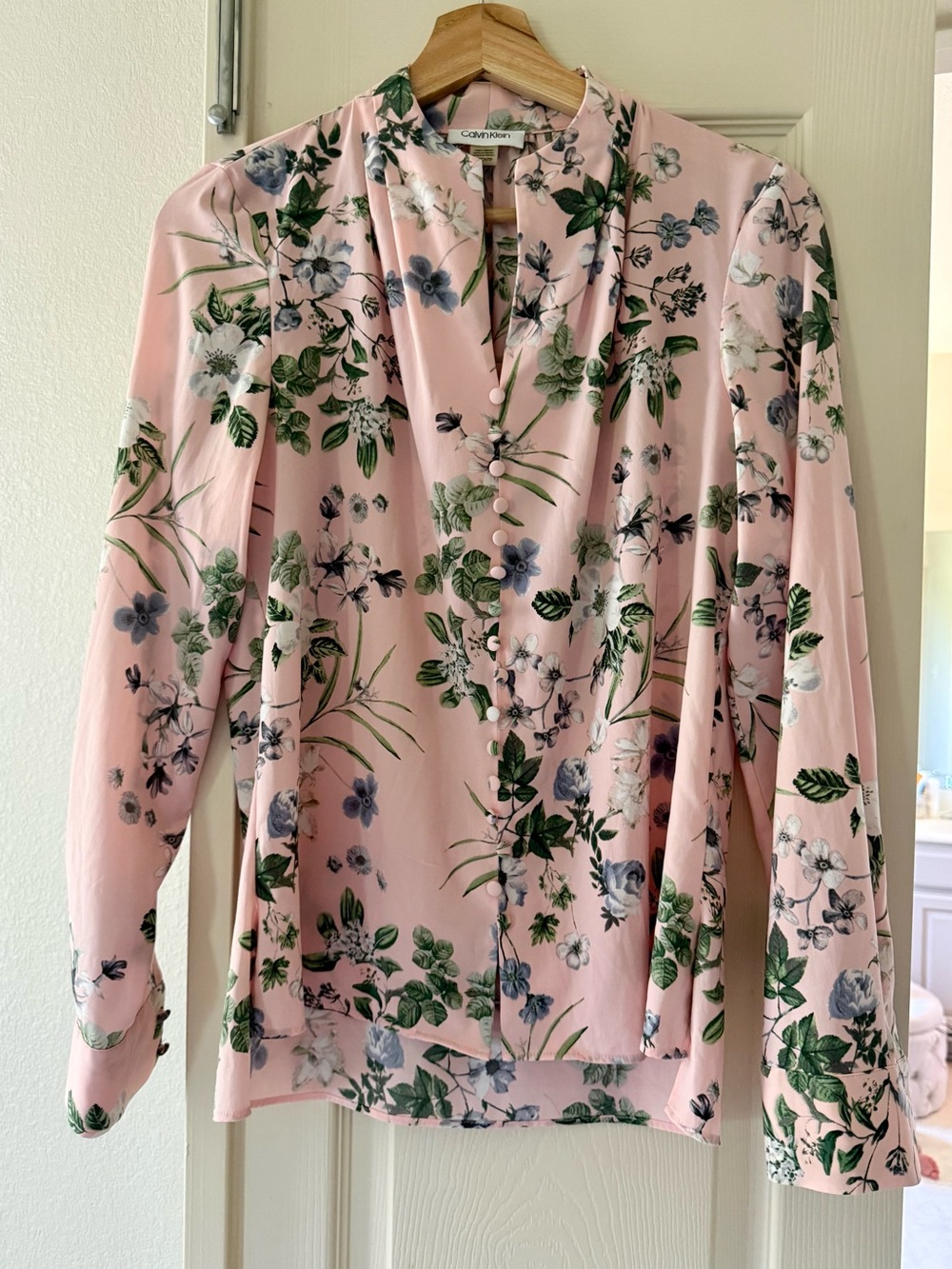 Calvin Klein Blush Pink Floral Button-Down Top